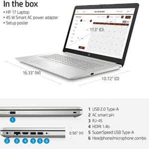 HP Pavilion 17.3-inch IPS FHD Laptop (2022 Model), Intel Core i5-1135G7 (Beats i7-1065G7), Iris Xe Graphics, 8GB RAM, 512GB PCIe SSD, Backlit Keyboard, Webcam, Win 11, Natural Silver