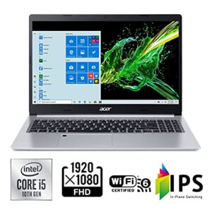Acer Aspire 5 A515-55-56VK, 15.6" Full HD IPS Display, 10th Gen Intel Core i5-1035G1, 8GB DDR4, 256GB NVMe SSD, Intel Wireless WiFi 6 AX201, Fingerprint Reader, Backlit Keyboard, Windows 10 Home
