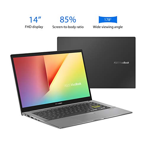 ASUS VivoBook S14 S433 Thin and Light Laptop, 14” FHD Display, Intel Core i5-1135G7 CPU, 8GB DDR4 RAM, 512GB SSD, Thunderbolt 3, Wi-Fi 6, Windows 10, AI Noise-Cancellation, Indie Black, S433EA-DH51
