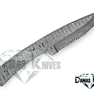 Custom Handmade Damascus Steel Skinner Knife Blank Blade for Knife Making HB 26