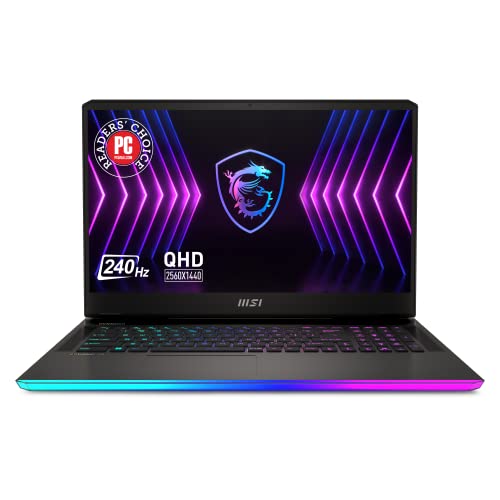 MSI Raider GE77Hx 17.3" QHD 240Hz Gaming Laptop: Intel Core i7-12800HX RTX 3070 Ti 16GB DDR5 1TB NVMe SSD, Thunderbolt 4, USB-Type C, Cooler Boost 5, Win11 Pro: Dark Grey 12UHS-004, Blue