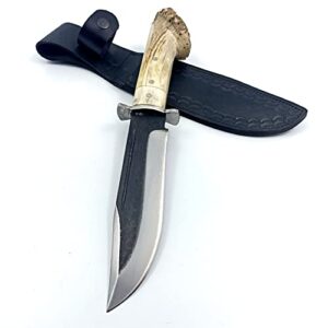 Stag Antler Bowie Knife with Sheath , Tactical Fixed Blade , Hunting Knife , Camping Knife ,Survival Knife