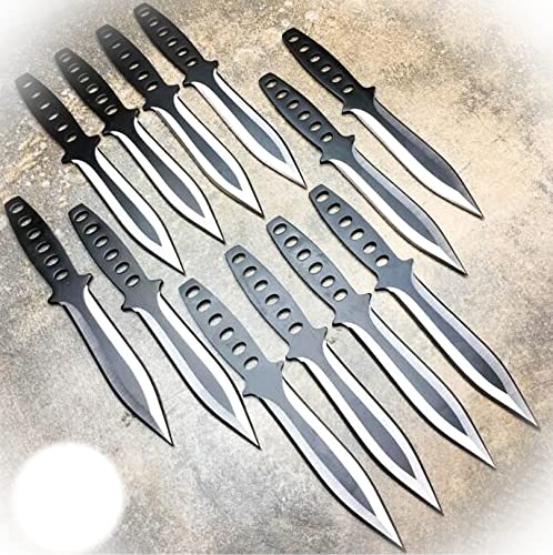 New 12PC Ninja Hunting KNIVES Tactical Combat Knife + Case Camping Outdoor Pro Tactical Elite Knife BLDA-0843