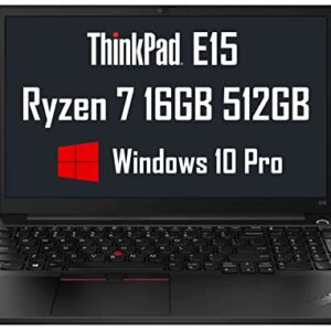Latest Lenovo ThinkPad E15 15.6" FHD (16GB DDR4 RAM, 512GB PCIe SSD, AMD 8-Core Ryzen 7 4700U (Beat i7-1165G7)), Full HD IPS Business Laptop, Type-C, HDMI, Webcam, Windows 10 Pro / Windows 11 Pro