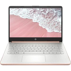 2022 hp premium 14-inch hd thin and light laptop, intel quad-core processor, 16gb ram, 64gb storage, long battery life, webcam, bluetooth, hdmi, wi-fi, rose gold, windows 11 + 1 year microsoft 365