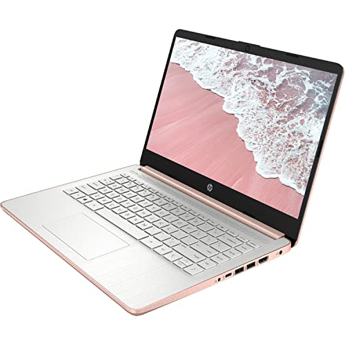 2022 HP Premium 14-inch HD Thin and Light Laptop, Intel Quad-Core Processor, 16GB RAM, 64GB Storage, Long Battery Life, Webcam, Bluetooth, HDMI, Wi-Fi, Rose Gold, Windows 11 + 1 Year Microsoft 365