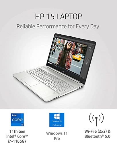 HP [Windows 11 Pro] Newest 15t Business Laptop, 15.6’’ Full HD Touchscreen, Intel Core i7-1165G7 Processor, Backlit KB, FP Reader, Wi-Fi 6, Webcam, HDMI, Silver (32GB RAM | 1TB PCIe SSD)