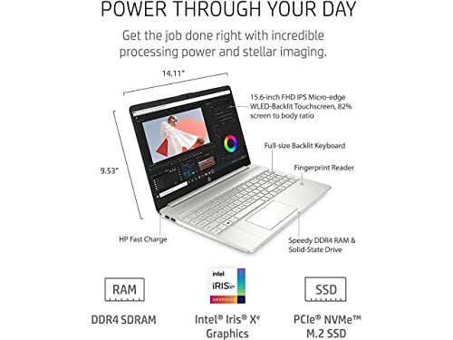 HP [Windows 11 Pro] Newest 15t Business Laptop, 15.6’’ Full HD Touchscreen, Intel Core i7-1165G7 Processor, Backlit KB, FP Reader, Wi-Fi 6, Webcam, HDMI, Silver (32GB RAM | 1TB PCIe SSD)