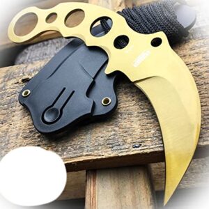 new tactical gold combat karambit neck knife survival hunting bowie fixed blade camping outdoor pro tactical elite knife blda-0043