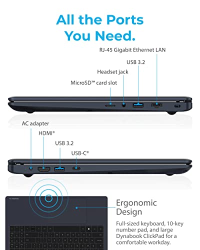 DYNABOOK Satellite Pro C50-J15250 Laptop, 11th Gen Intel Core i7-1165G7, Windows 11 Pro, 16 GB RAM, 512 GB SSD, 15.6" FHD Display, Intel UHD Graphics, Thin & Light, Full-Size Keyboard (PYS43U-00F00)