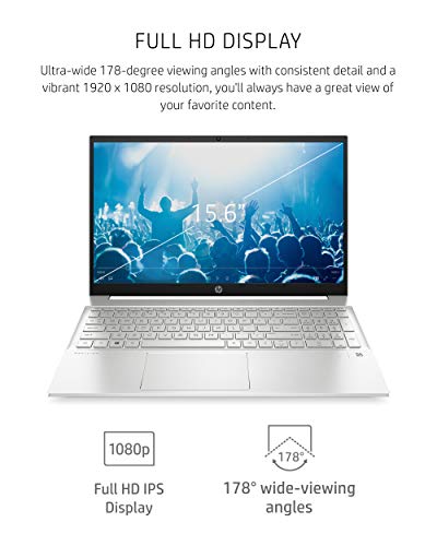 HP Pavilion 15 Laptop, 11th Gen Intel Core i7-1165G7 Processor, 16 GB RAM, 512 GB SSD Storage, Full HD IPS micro-edge Display, Windows 10 Pro, Compact Design, Long Battery Life (15-eg0021nr, 2020)