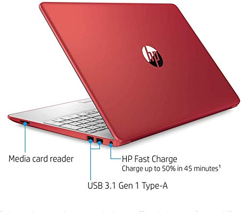 HP 2022 15.6" HD Laptop Computer Intel Dual-Core Pentium Gold 6405U 4GB RAM 128GB SSD Intel UHD Graphics HD Webcam Bluetooth RJ-45 USB-C HDMI Windows 10 Scarlet Red RE 32GB USB 3.0 Flash Drive