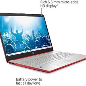 HP 2022 15.6" HD Laptop Computer Intel Dual-Core Pentium Gold 6405U 4GB RAM 128GB SSD Intel UHD Graphics HD Webcam Bluetooth RJ-45 USB-C HDMI Windows 10 Scarlet Red RE 32GB USB 3.0 Flash Drive