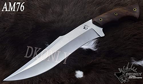 DKONLY-BLADES USA: 15" Custom Handmade D2 Steel Full Tang Hunting Almogovar Camp Knife with Rose Wood Handle & Leather Sheath (AM76)