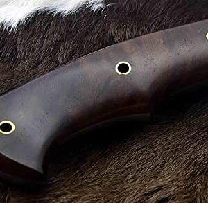 DKONLY-BLADES USA: 15" Custom Handmade D2 Steel Full Tang Hunting Almogovar Camp Knife with Rose Wood Handle & Leather Sheath (AM76)