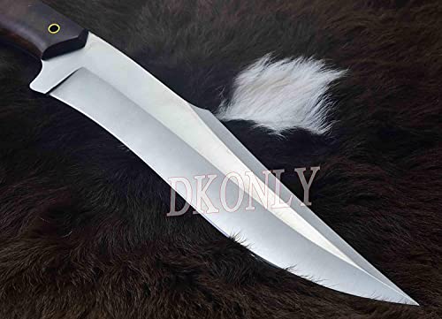 DKONLY-BLADES USA: 15" Custom Handmade D2 Steel Full Tang Hunting Almogovar Camp Knife with Rose Wood Handle & Leather Sheath (AM76)