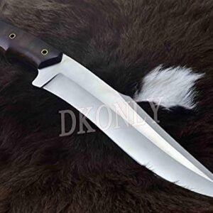 DKONLY-BLADES USA: 15" Custom Handmade D2 Steel Full Tang Hunting Almogovar Camp Knife with Rose Wood Handle & Leather Sheath (AM76)