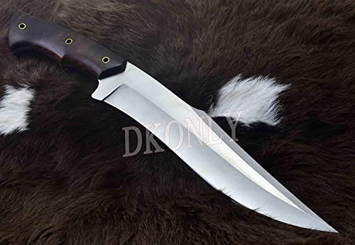 DKONLY-BLADES USA: 15" Custom Handmade D2 Steel Full Tang Hunting Almogovar Camp Knife with Rose Wood Handle & Leather Sheath (AM76)