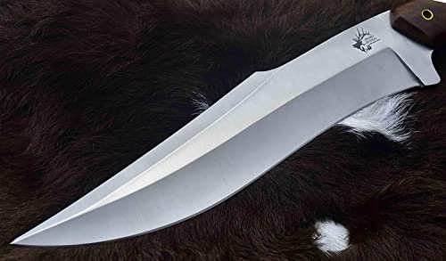 DKONLY-BLADES USA: 15" Custom Handmade D2 Steel Full Tang Hunting Almogovar Camp Knife with Rose Wood Handle & Leather Sheath (AM76)