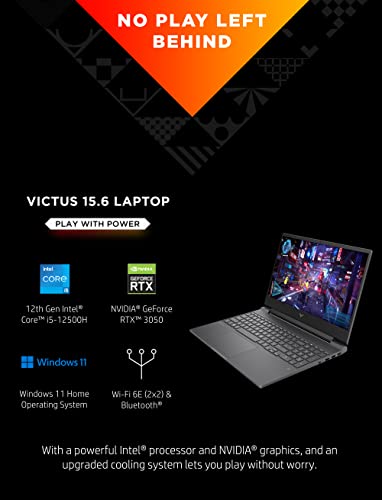 HP Victus 15 Gaming Laptop, NVIDIA GeForce RTX 3050, 12th Gen Intel Core i5-12500H, 8 GB RAM, 512 GB SSD, Full HD Display, Windows 11 Home, Backlit Keyboard, Enhanced Thermals (15-fa0025nr, 2022)