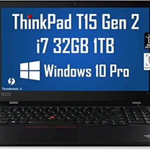 Lenovo Thinkpad T15 15.6" FHD (Intel 4-Core i7-1165G7, 32GB RAM, 1TB PCIe SSD, UHD Graphics) Full HD IPS Business Laptop, Backlit Keyboard, 2 x Thunderbolt 4, Fingerprint, Win 10 / Win 11 Pro