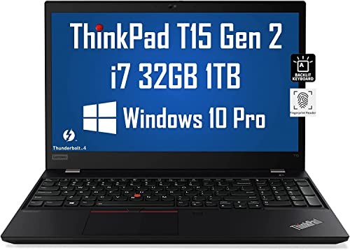 Lenovo Thinkpad T15 15.6" FHD (Intel 4-Core i7-1165G7, 32GB RAM, 1TB PCIe SSD, UHD Graphics) Full HD IPS Business Laptop, Backlit Keyboard, 2 x Thunderbolt 4, Fingerprint, Win 10 / Win 11 Pro