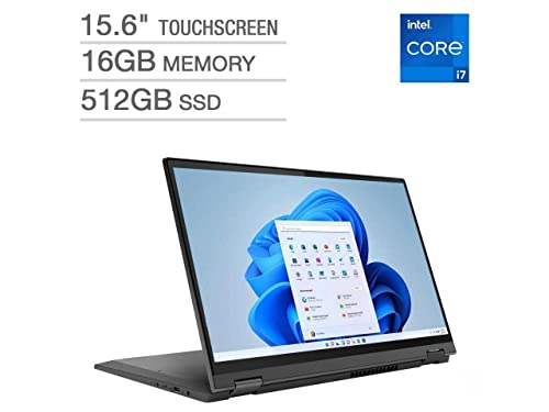 Lenovo Flex 5i Convertible 2-in-1 Laptop in Graphite Grey 15.6 FHD Touchscreen 11th Gen Intel Core i7- 1165G7 up to 4.7Ghz 16GB DDR4 RAM 512GB SSD Backlit Keyboard Windows 11 (Renewed)