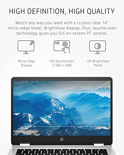 HP Chromebook x360 14 Laptop, Intel Celeron Processor, 4 GB RAM, 32 GB eMMC, 14” HD (1366 x 768), Chrome OS, Webcam & Dual Mics, Work, Entertainment, School, Long Battery Life (14a-ca0040nr, 2021)