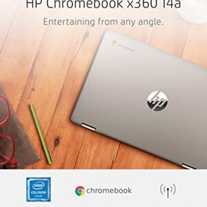 HP Chromebook x360 14 Laptop, Intel Celeron Processor, 4 GB RAM, 32 GB eMMC, 14” HD (1366 x 768), Chrome OS, Webcam & Dual Mics, Work, Entertainment, School, Long Battery Life (14a-ca0040nr, 2021)