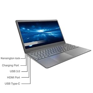 Hugo Tech Mart 15.6" FHD IPS Ultra Slim Laptop, Intel i3-1115G4, 4GB RAM, 128GB SSD, HDMI, Webcam, Fingerprint Reader, Super-Fast WiFi Up to 1300 Mbps, Win 11, Dale Grey (Renewed)