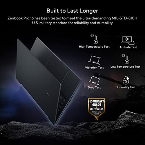 ASUS Zenbook Pro 16 Laptop 16" 165Hz Refresh Rate Display, Intel i7-12650H CPU, DialPad, NVidia GeForce RTX 3070 Ti Graphics, 32GB RAM, 1TB SSD, Windows 11 Home, Tech Black, UX6601ZW-DB76