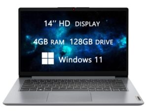 2022 upgraded ideapad 1i laptops for college student & business by lenovo, 14-inch hd computer, intel celeron n4020, 4gb ram, 128gb(64gb ssd+64gb card), 1-year ms office 365, hdmi, webcam, windows 11