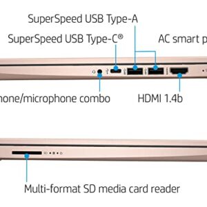 HP 2022 Stream 14" HD Laptop, Intel Celeron N4120 Processor, 4GB RAM, 64GB eMMC Storage, HD Webcam, HDMI, Wi-Fi, Bluetooth, Rose Gold, Office 365 1-Year, Windows 11 S, 32GB SnowBell USB Card