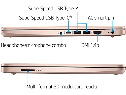 HP 2022 Stream 14" HD Laptop, Intel Celeron N4120 Processor, 4GB RAM, 64GB eMMC Storage, HD Webcam, HDMI, Wi-Fi, Bluetooth, Rose Gold, Office 365 1-Year, Windows 11 S, 32GB SnowBell USB Card