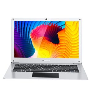 toposh pc laptop, windows 10 computer,14 inch, 6gb ram + 64gb ssd, intel celeron n3350, dual-core 1.1 ghz graphics, wifi bluetooth-silver