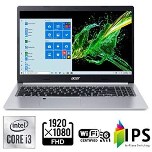 Acer Aspire 5 A515-55-35SE, 15.6" Full HD Display, 10th Gen Intel Core i3-1005G1 Processor, 4GB DDR4, 128GB NVMe SSD, Intel WiFi 6 AX201, Backlit KB, Fingerprint Reader, Windows 10 Home (S Mode)