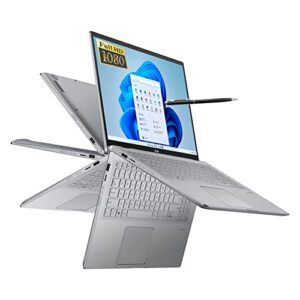 asus zenbook 2 in 1 15.6” fhd touchscreen laptop, amd ryzen 7 5700u, nvidia geforce graphics, 8gb ddr4 ram, 256gb ssd, windows 11 home, twe pen, light grey – q508ug