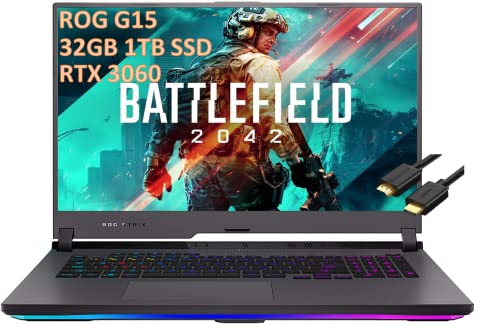 ASUS ROG Strix G15 G513RM 15.6" FHD 300Hz (DDR5 32GB RAM, 1TB PCIe SSD, AMD 8-Core Ryzen 7 6800H (Beat i7-11800H), RTX 3060) IPS Gaming Laptop, RGB Backlit, Type-C, Wi-Fi 6E, IST HDMI, Win 11 Home