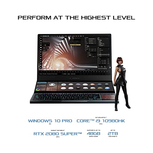 ASUS ROG Zephyrus Duo Gaming Laptop 15.6 UHD 4K Gsync + Secondary Display Core i9-10980HK, NVIDIA GeForce RTX 2080 Super, 32GB DDR4, 2TB RAID 0 Win 10 Pro GX550LXS-XS99 (Renewed)