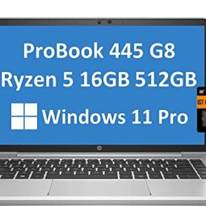 HP ProBook 445 G8 14" FHD (16GB DDR4 RAM, 512GB PCIe SSD, AMD 6-Core Ryzen 5 5600U (Beats i7-10750H)) Full HD 1080p IPS Business Laptop, Backlit Keyboard, Type-C, Webcam, Win11 Pro