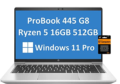 HP ProBook 445 G8 14" FHD (16GB DDR4 RAM, 512GB PCIe SSD, AMD 6-Core Ryzen 5 5600U (Beats i7-10750H)) Full HD 1080p IPS Business Laptop, Backlit Keyboard, Type-C, Webcam, Win11 Pro