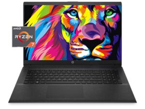 2022 hp newest 17 laptop notebook, 17.3″ full hd anti-glare display, amd ryzen 7 5700u processor, 16gb ram, 512gb pcie ssd, webcam, wi-fi 6, bluetooth, hdmi, windows 11 home, black