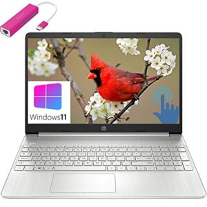 hp 2022 newest 15 15.6″ fhd touchscreen laptop, intel quad-core i7-1165g7 up to 4.7ghz, 64gb ddr4 ram, 2tb pcie ssd, 802.11ac wifi, bluetooth, webcam, natural silver, windows 11, ipuzzl type-c hub