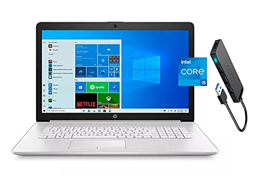 2021 Newest HP 17 17.3" HD+ Laptop Computer, Intel Core i3 1115G4 up to 3.2GHz (Beat i5-8365U), 8GB DDR4 RAM, 1TB HDD, AC WiFi, Bluetooth 4.2, Webcam, Windows 10 External 3 Port USB HUB