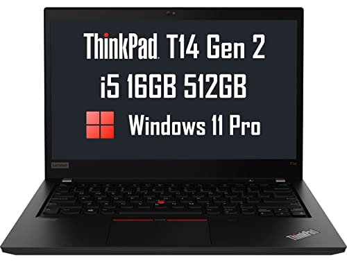 Lenovo ThinkPad T14 Gen 2 14" FHD (Intel 4-Core i5-1135G7, 16GB RAM, 512GB SSD, UHD Graphics) IPS Business Laptop, Backlit, Fingerprint, 2 x Thunderbolt 4, Webcam, 3-Year Warranty, Windows 11 Pro