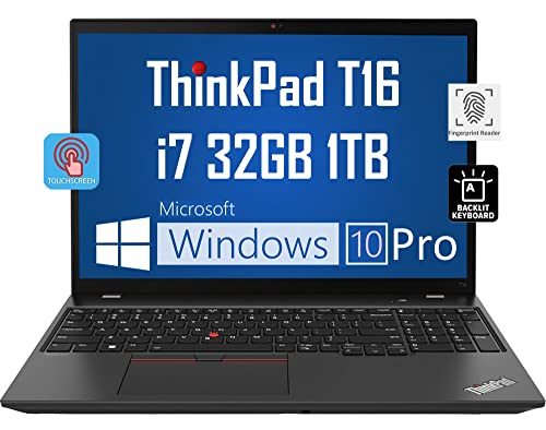 Lenovo ThinkPad T16 16" WUXGA Touchscreen Business Laptop (Intel i7-1270P VPro, 32GB RAM, 1TB SSD) Backlit KB, Thunderbolt 4, Fingerprint, Wi-Fi 6E, 3-Year Warranty, IR-Webcam, Win 10 / Win 11 Pro