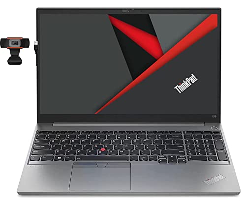 Lenovo 2023 Newest ThinkPad E15 Laptop, 15.6 Inch FHD Display, Intel Core i5-1235U (10 Core), 16GB RAM, 512GB SSD, Intel Iris Xe Graphics, Bluetooth, Windows 10 Pro, Bundle with JAWFOAL USB Webcam