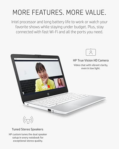 HP Stream 11 Laptop, Intel Celeron N4020, 4 GB RAM, 64 GB Storage, 11.6” HD Anti-Glare Display, Windows 11, Long Battery Life, Thin & Portable, Includes Microsoft 365 (11-ak0040nr, 2021 Diamond White)