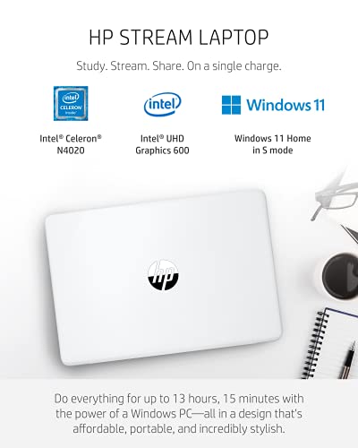 HP Stream 11 Laptop, Intel Celeron N4020, 4 GB RAM, 64 GB Storage, 11.6” HD Anti-Glare Display, Windows 11, Long Battery Life, Thin & Portable, Includes Microsoft 365 (11-ak0040nr, 2021 Diamond White)
