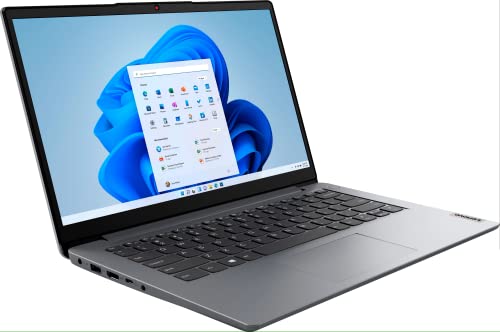 Lenovo Ideapad 1i Thin Light Laptop, 14.0" HD Display, Intel Celeron N4020(up to 2.80 GHz), 4GB RAM 64GB eMMC, WiFi 6, Webcam, 10Hr Battery, Windows 11 S, Cloud Grey, 7 in 1 Accessories